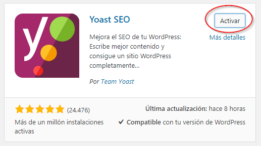 Activar Yoast SEO