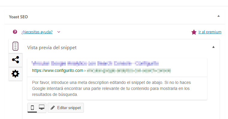 Editar snippet Yoast SEO