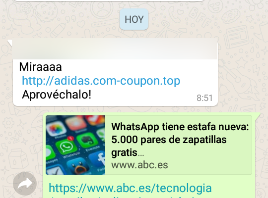 Mensajes whatsapp estafa adidas