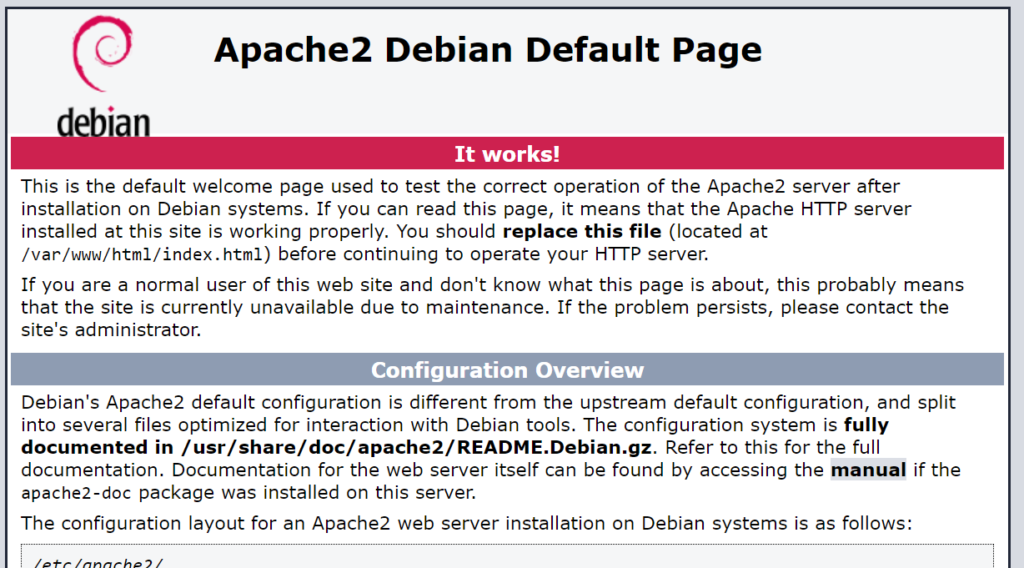 Página por defecto de Apache 2.
